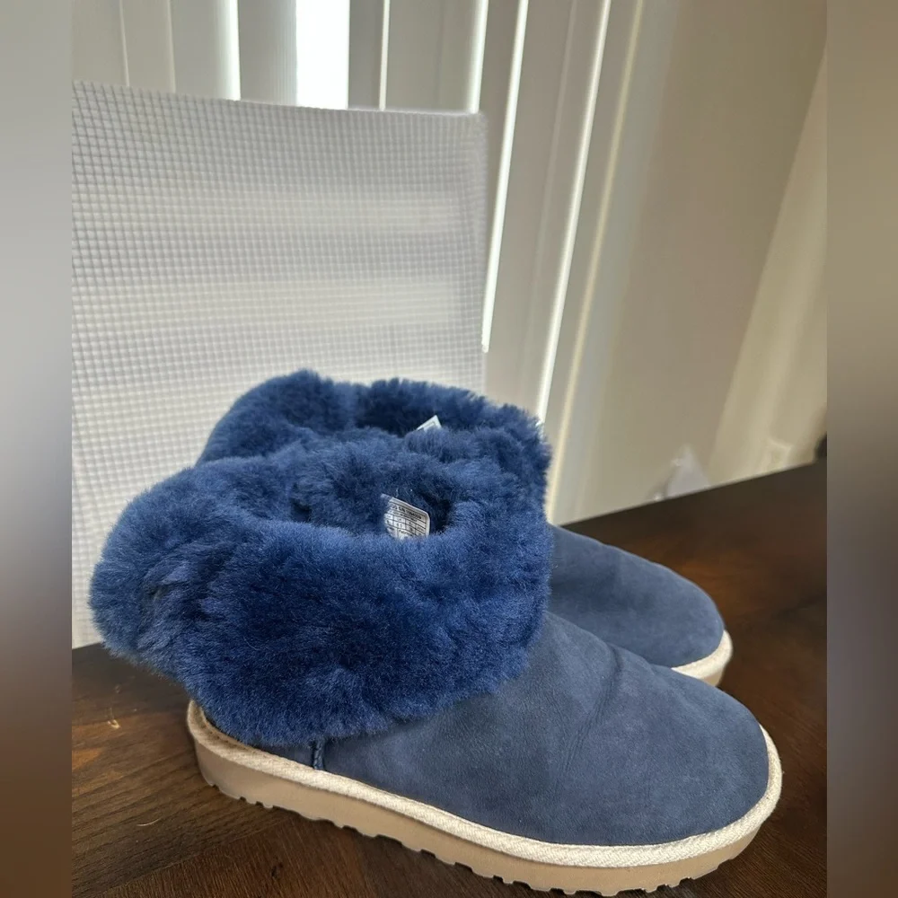 UGG Navy Suede Shearling Boots